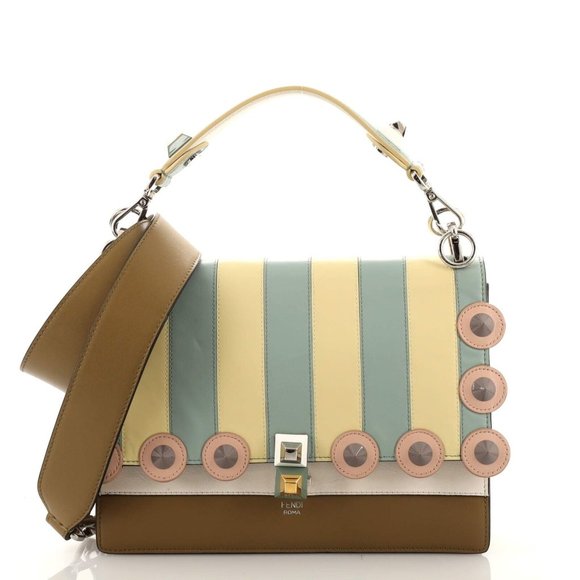 FENDI EYELET KAN I LEATHER MEDIUM RETAIL $3,250-100% AUTHENTIC - Picture 1 of 16